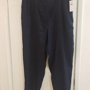 Anthropologie "The Essential Pull-On Trouser" Elastic Waist Band Navy Size Large